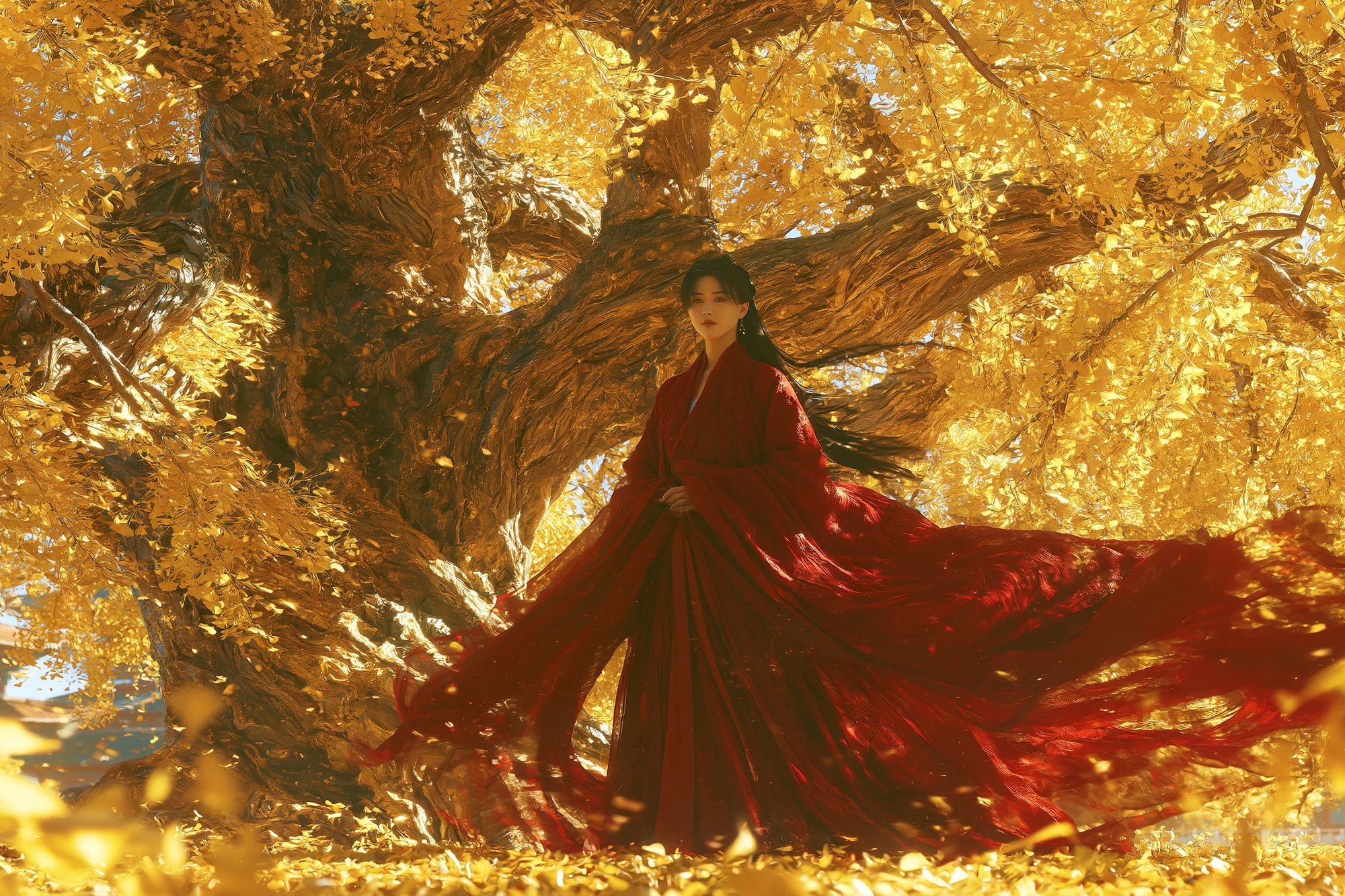 Golden Tree Portrait Print. poster — illustration art