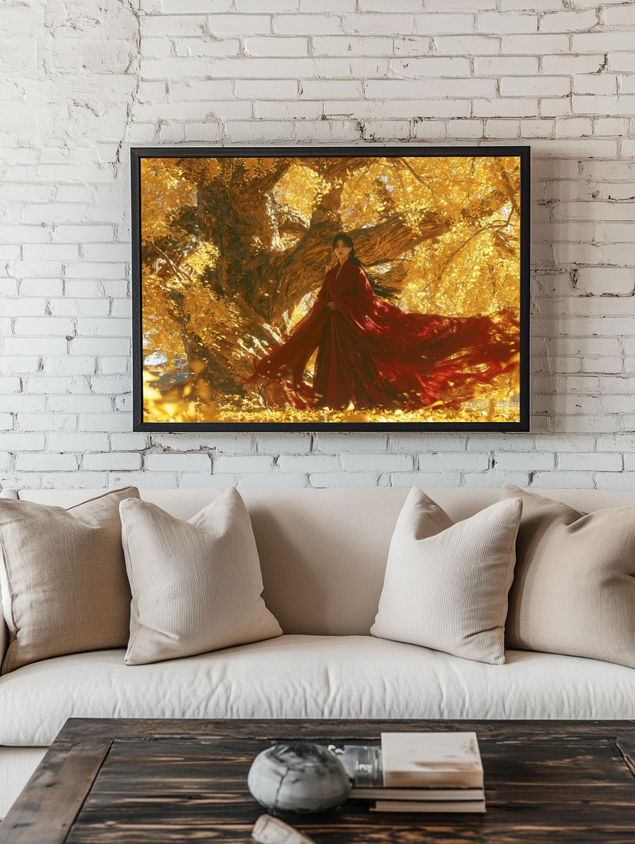 Golden Tree Portrait Print. — room view 1