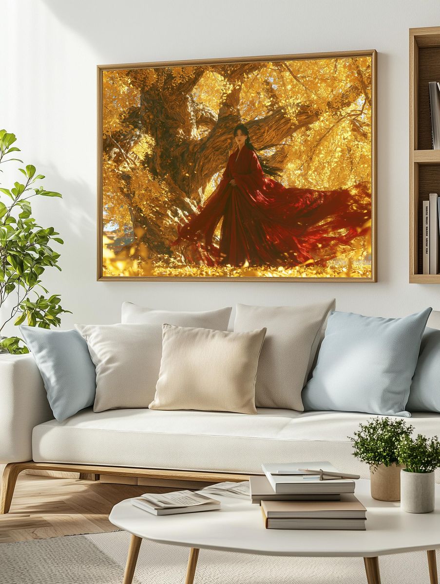 Golden Tree Portrait Print. — room view 2