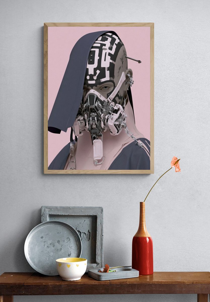 Cybernetic Portrait — Digital Art Print. — room view 3