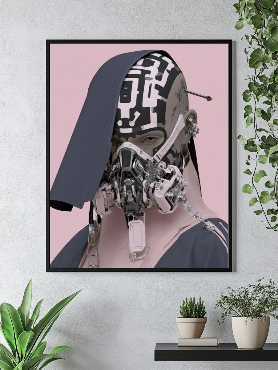 Cybernetic Portrait — Digital Art Print. — room view 4