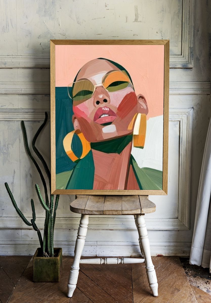 Abstract Portrait Illustration Poster. — room view 1
