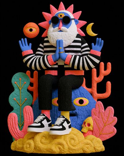 Surreal Meditative Figure Print.