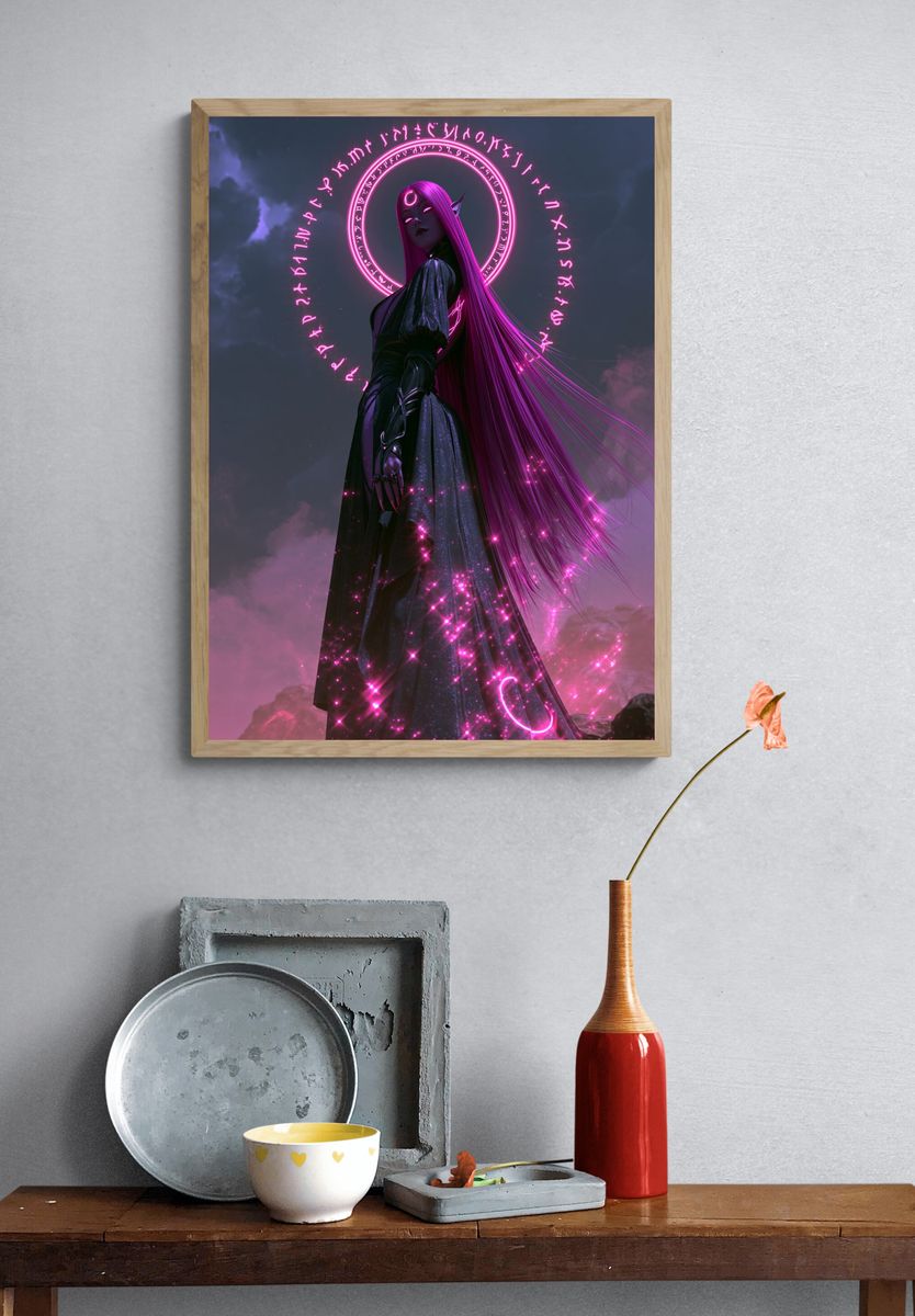 Neon Sorceress Fantasy Print. — room view 3
