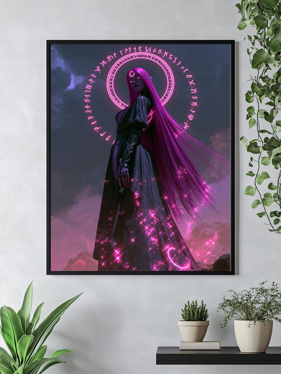 Neon Sorceress Fantasy Print. — room view 4