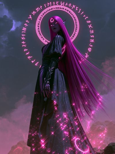Neon Sorceress Fantasy Print. poster