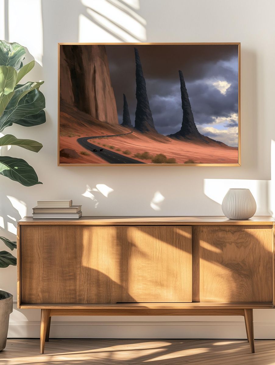 Desert Monoliths Digital Art Poster. — room view 3