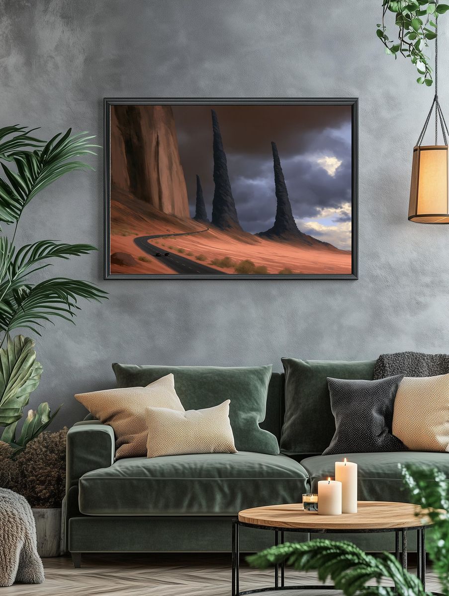 Desert Monoliths Digital Art Poster. — room view 4