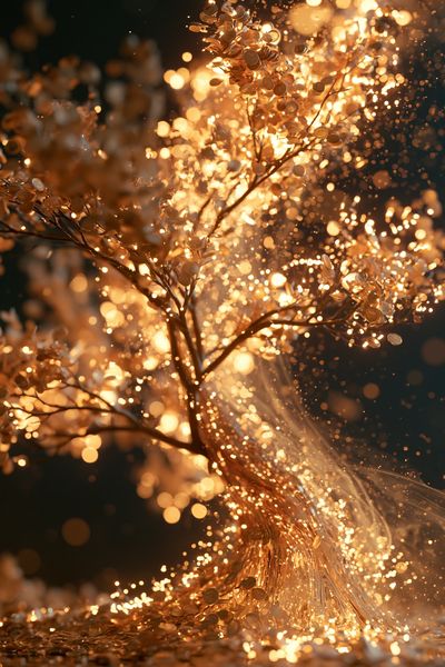 Golden Spark Tree Print.