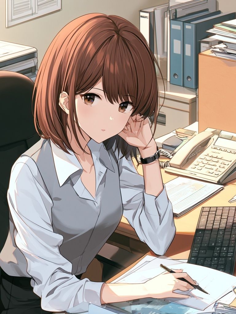 Office Girl Anime Illustration Poster. poster — illustration art