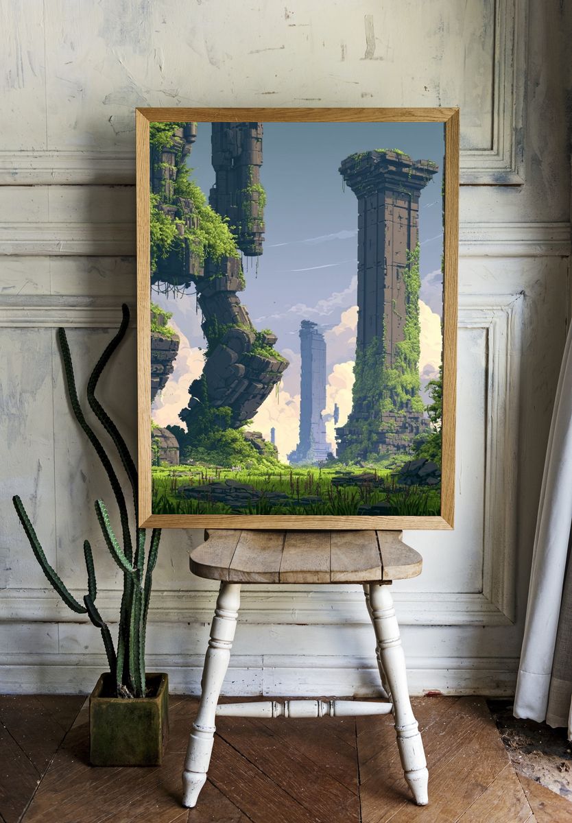 Ancient Ruins Fantasy Landscape Poster. — room view 1