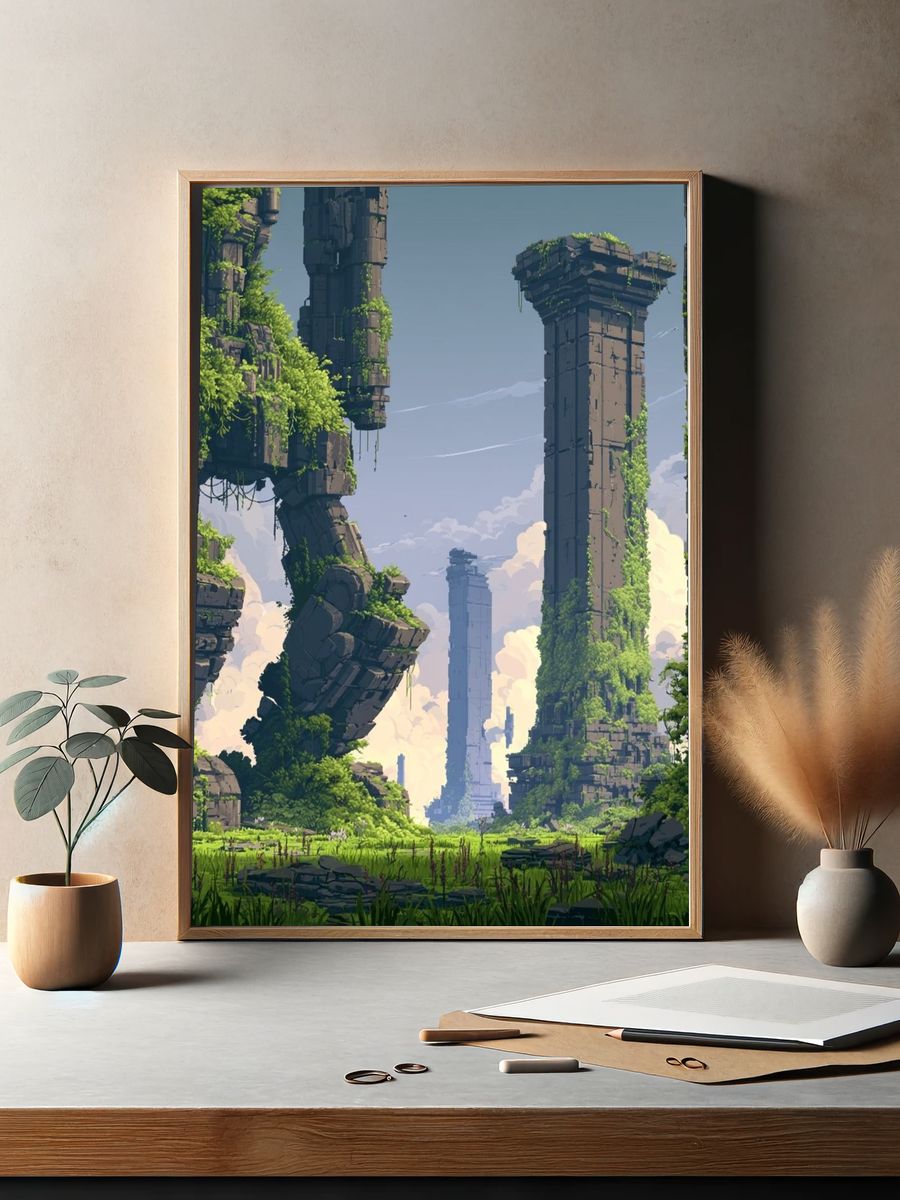 Ancient Ruins Fantasy Landscape Poster. — room view 2