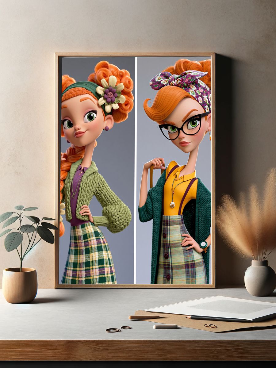 Fashion Dolls Illustration Poster. — room view 2