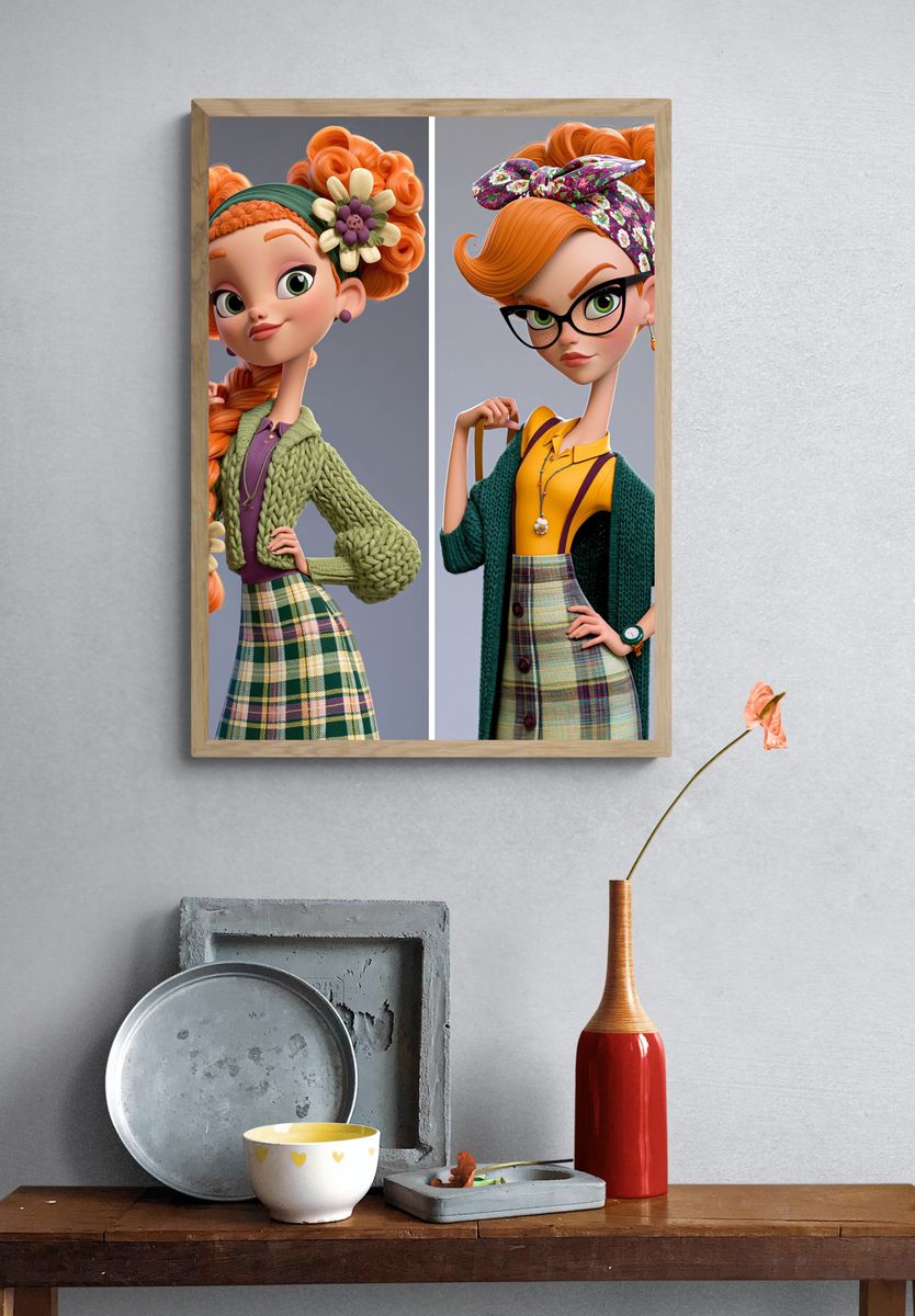 Fashion Dolls Illustration Poster. — room view 3