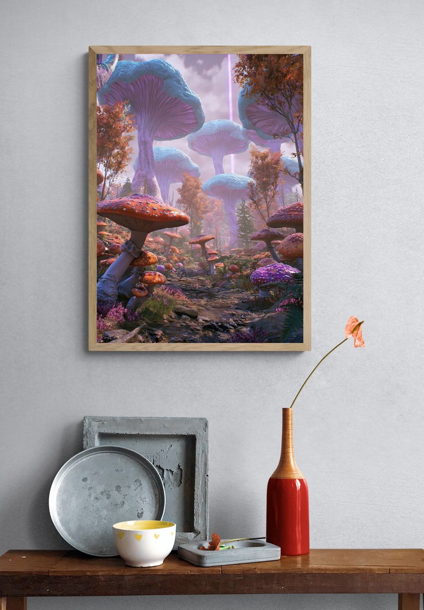 Fantasy Mushroom Forest Print. — room view 3