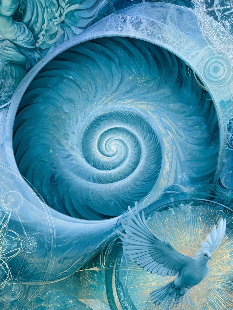 Celestial Blue Spiral Illustration Poster. poster — illustration art