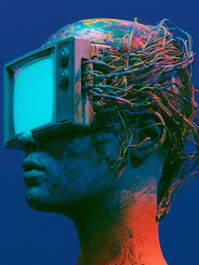 Cybernetic Head Sculpture Poster.