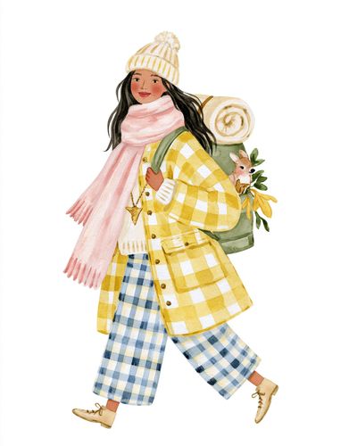 Winter Traveler Watercolor Print. poster
