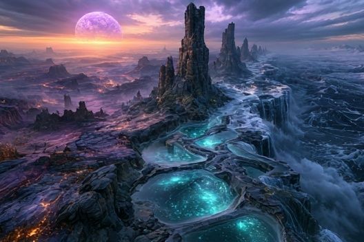 Alien Coastline Fantasy Landscape Poster. poster detail