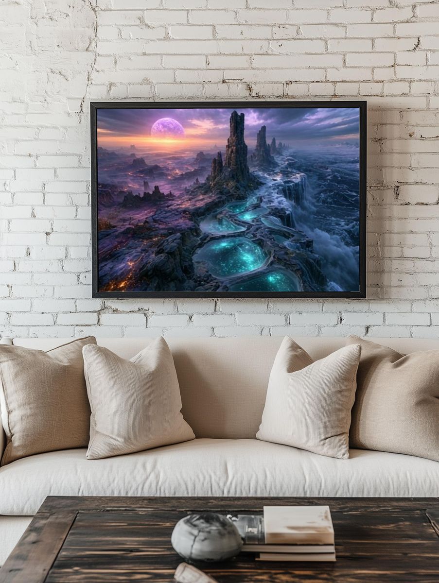Alien Coastline Fantasy Landscape Poster. — room view 1