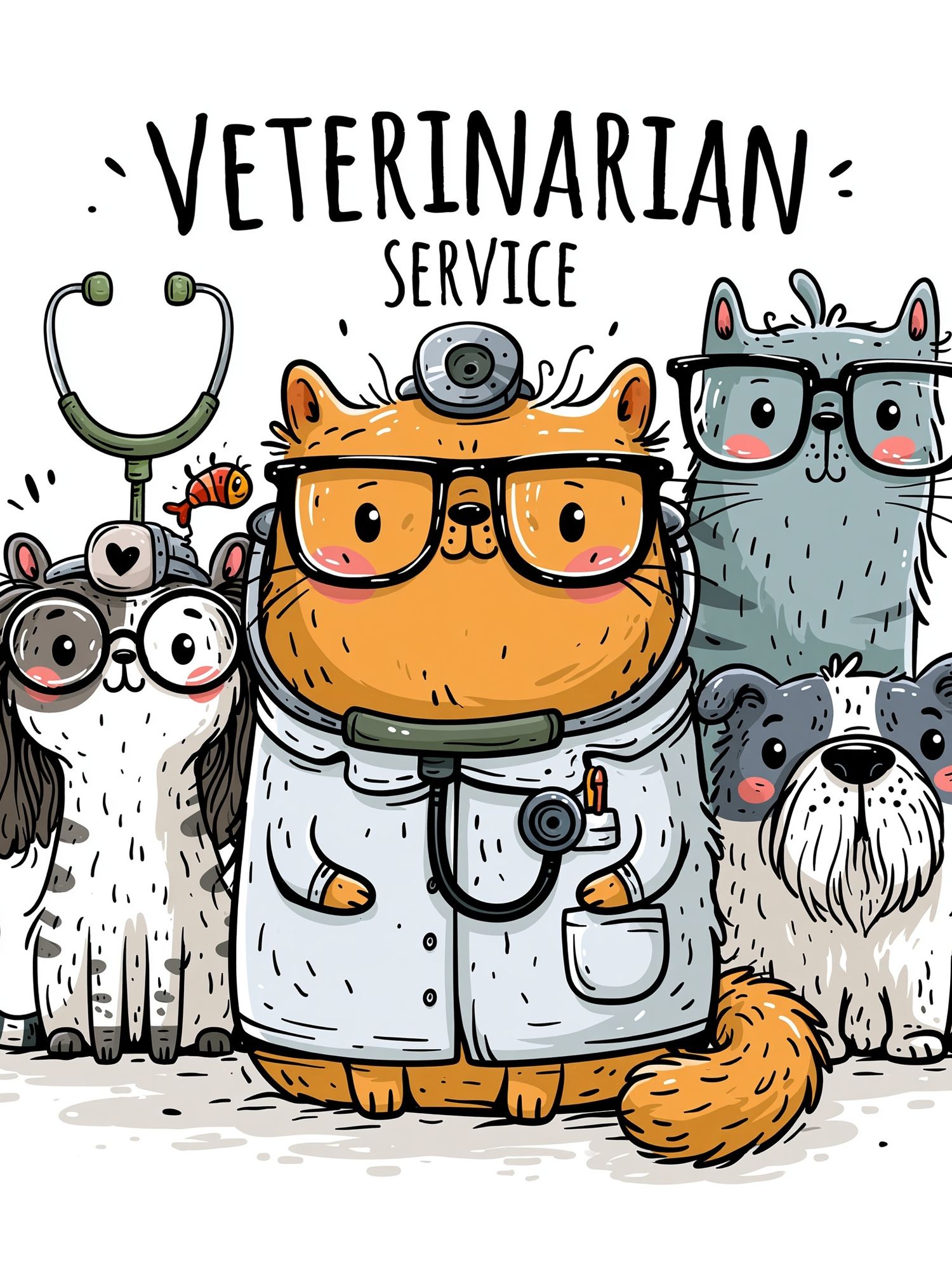 Veterinarian Service Cartoon Poster. poster detail