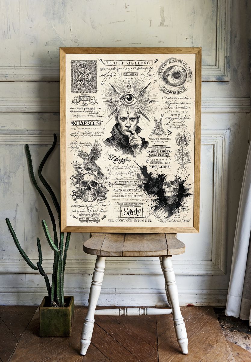 Occult Skull Collage Illustration Poster. room preview