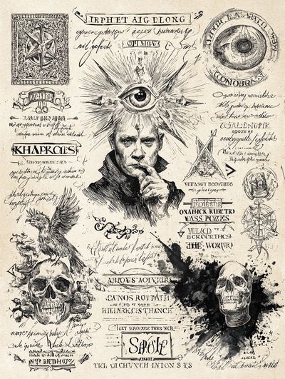 Occult Skull Collage Illustration Poster. poster print