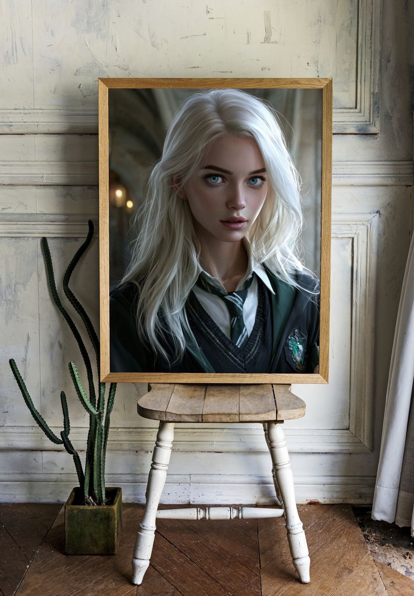 Blonde Wizard Portrait Print. room preview
