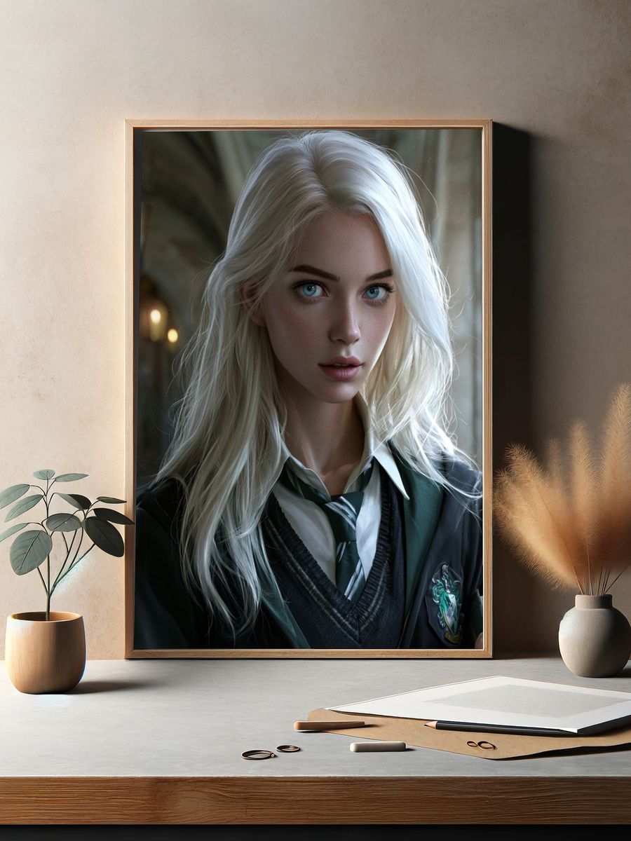 Blonde Wizard Portrait Print. — room view 2
