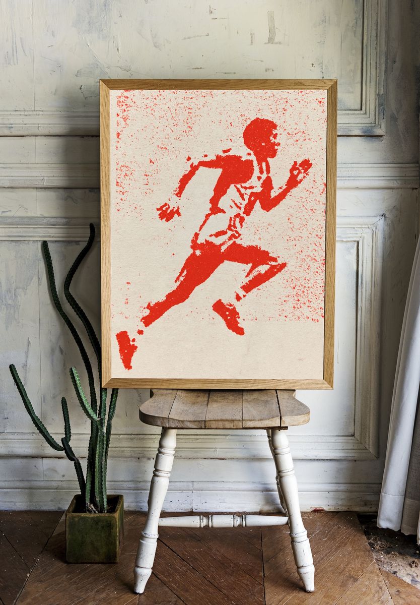 Red Runner Silhouette Print. room preview