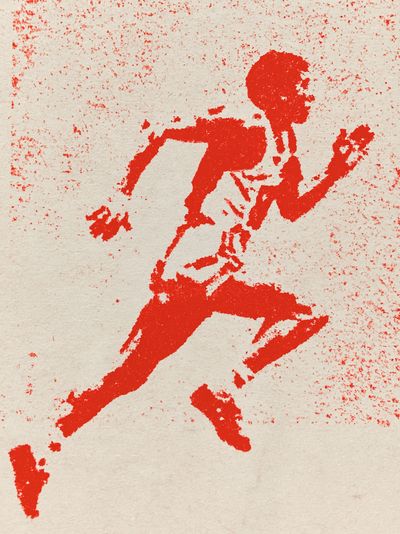 Red Runner Silhouette Print.