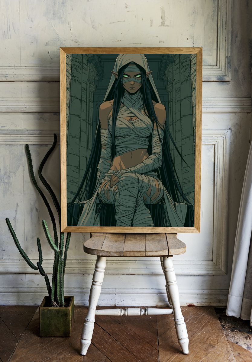 Mummy Sorceress Fantasy Illustration Poster. room preview