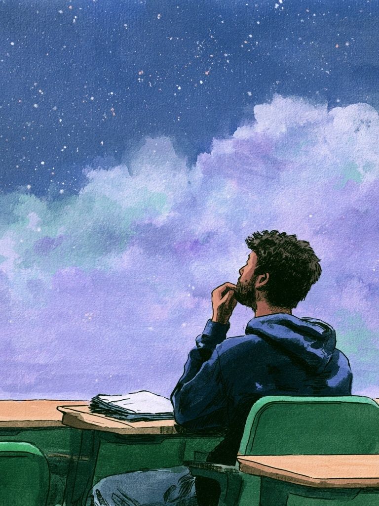 Stargazing Student Illustration Poster. poster detail