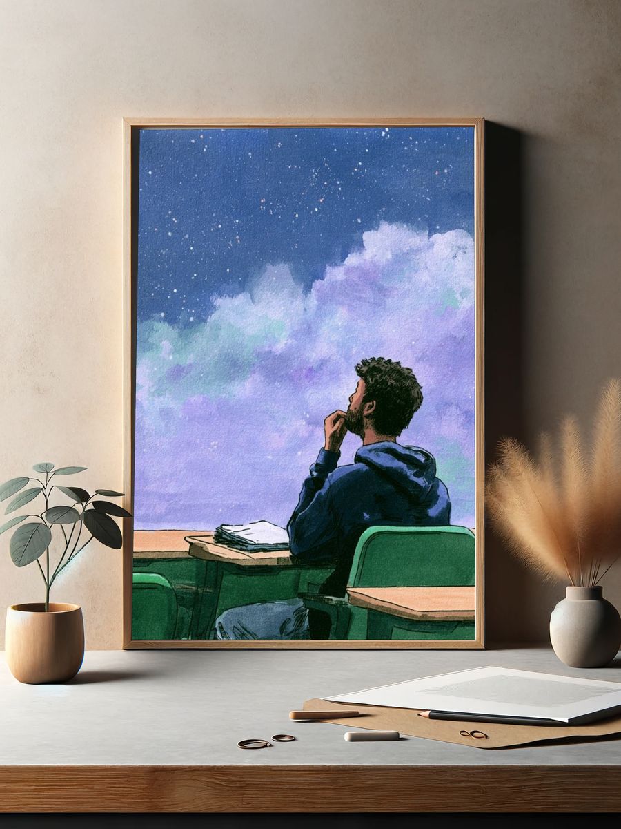 Stargazing Student Illustration Poster. — room view 2