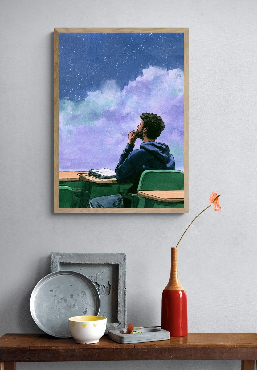 Stargazing Student Illustration Poster. — room view 3