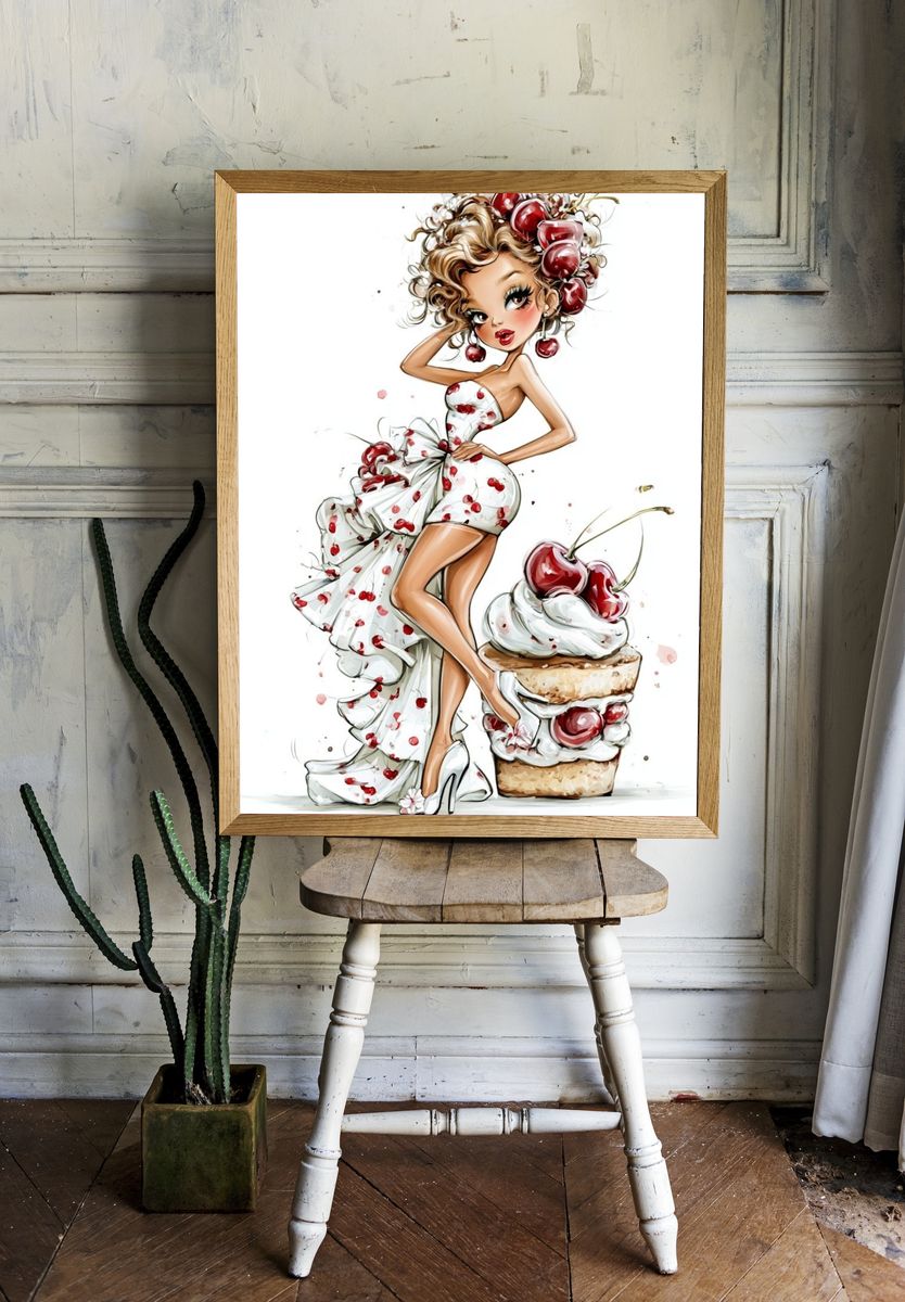 Cherry Couture Illustration Poster. — room view 1