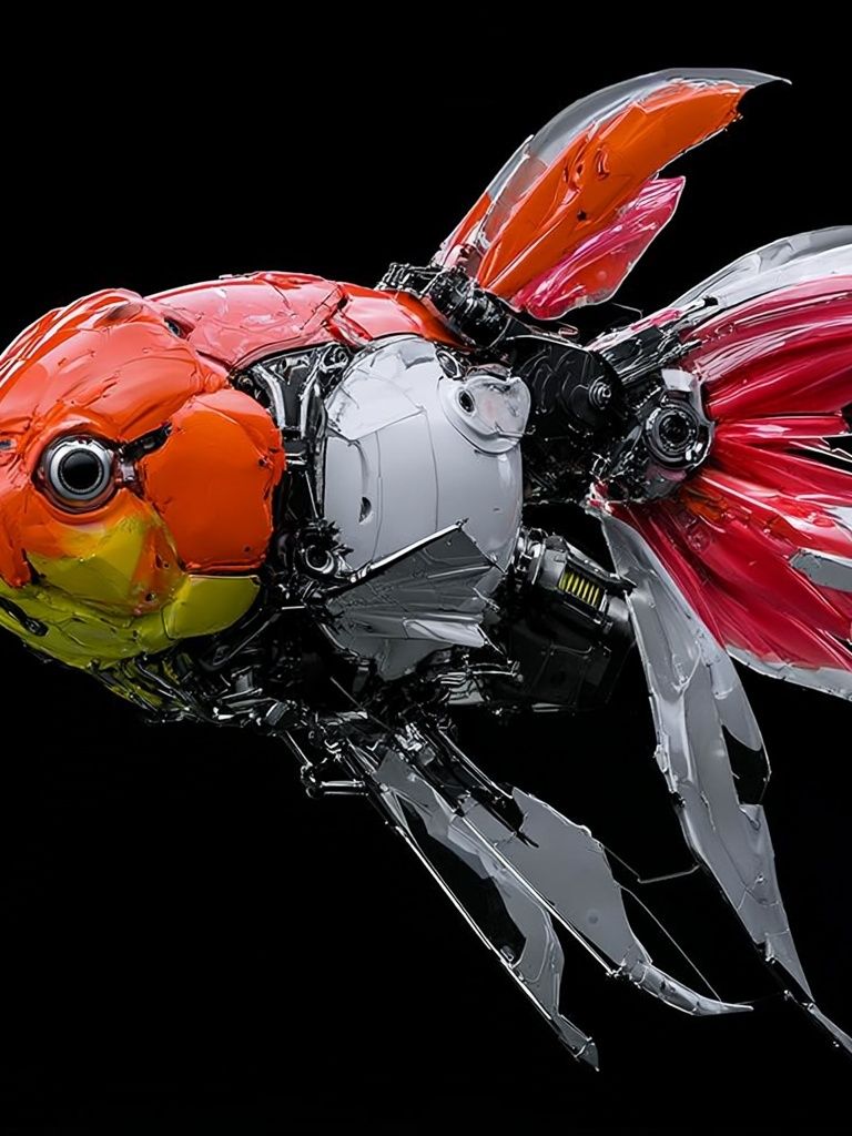Mechanical Goldfish Illustration Poster. poster detail