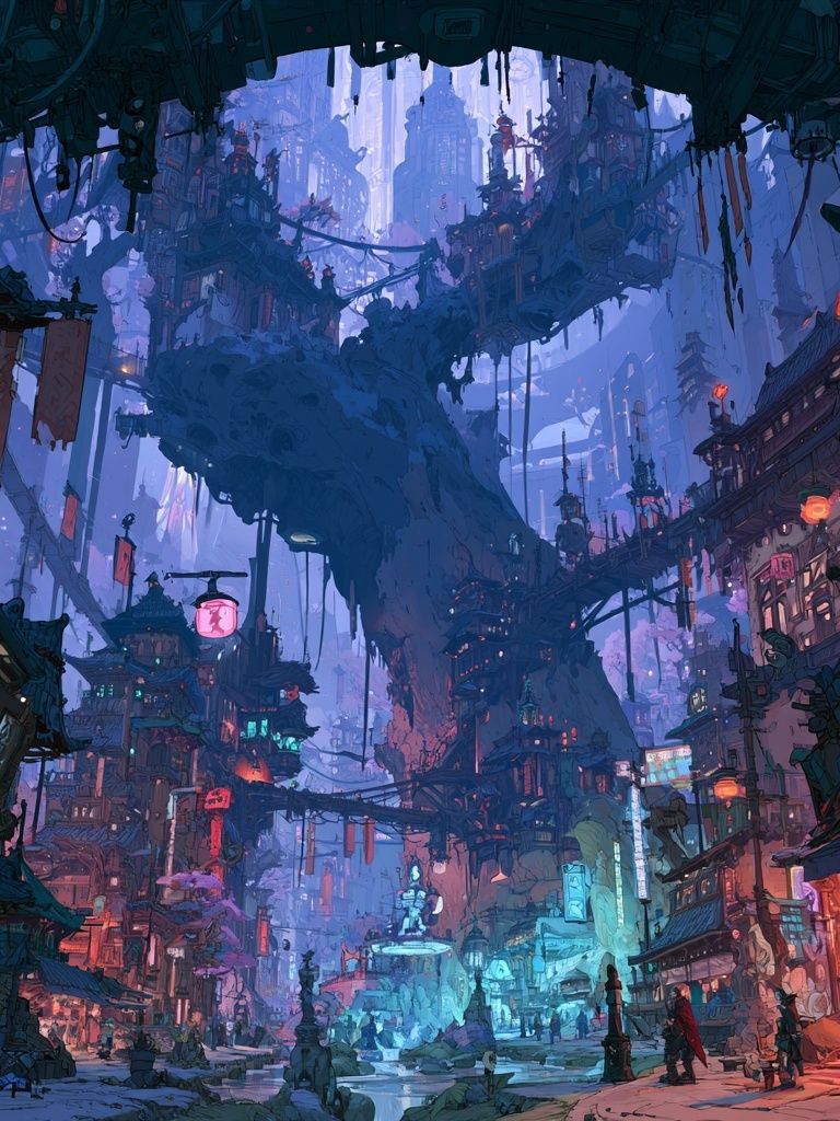 Futuristic Neon Cityscape Illustration Poster. poster — illustration art