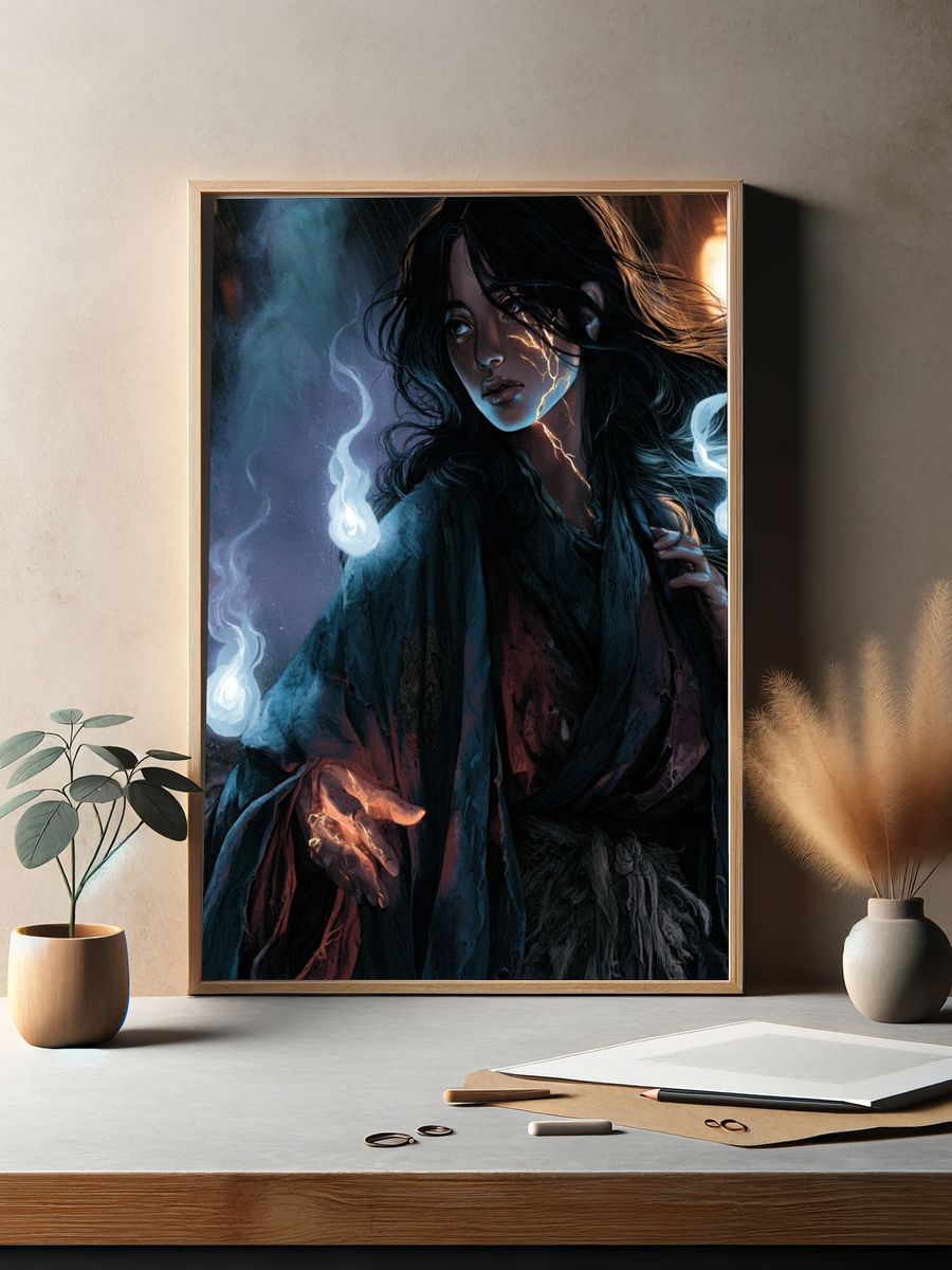 Mystic Woman with Spirit Flames Print. — room view 2