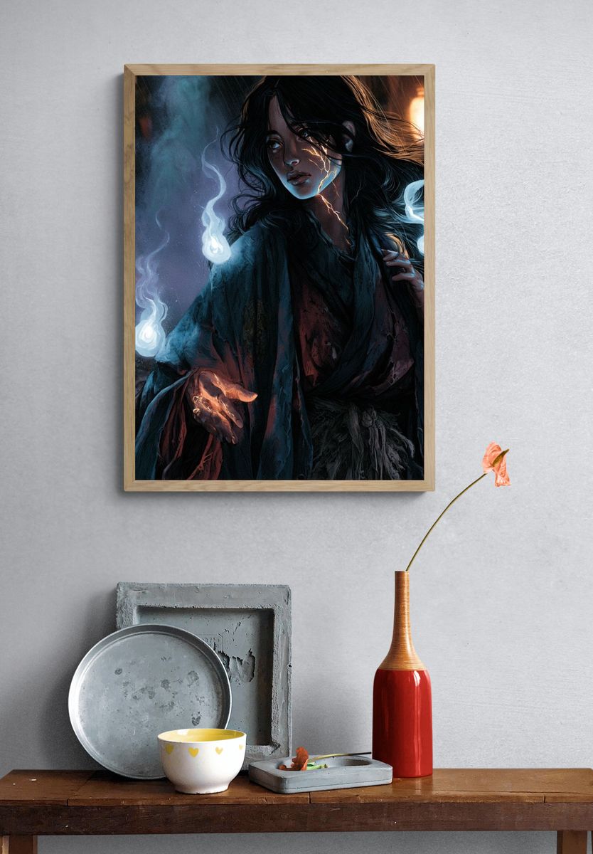 Mystic Woman with Spirit Flames Print. — room view 3