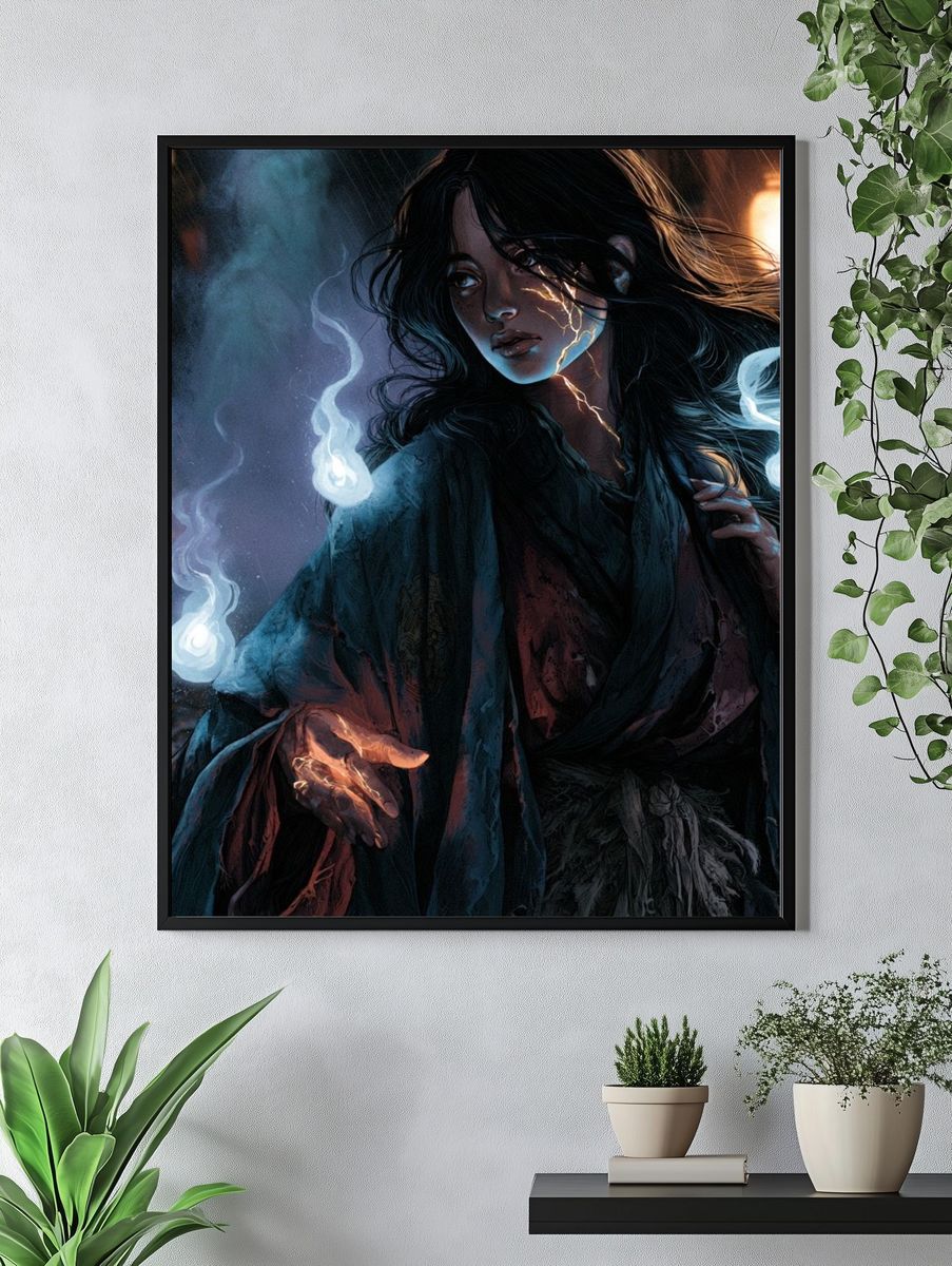Mystic Woman with Spirit Flames Print. — room view 4