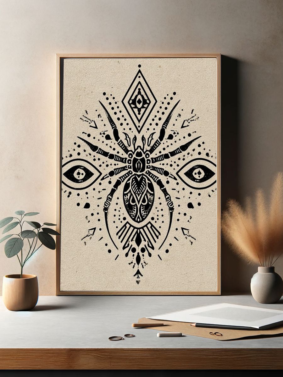 Geometric Spider Illustration Poster. — room view 2