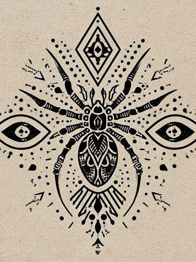 Geometric Spider Illustration Poster. poster print