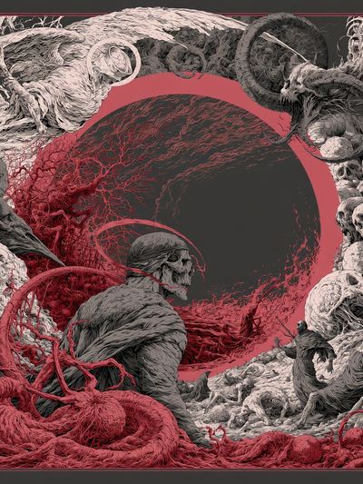 Surreal Skull Circle Illustration Poster.
