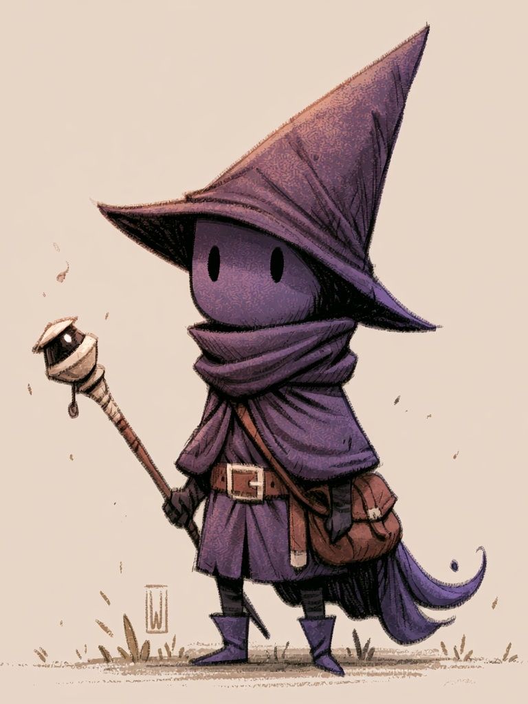 Purple Hooded Mage Illustration Poster. poster — illustration art
