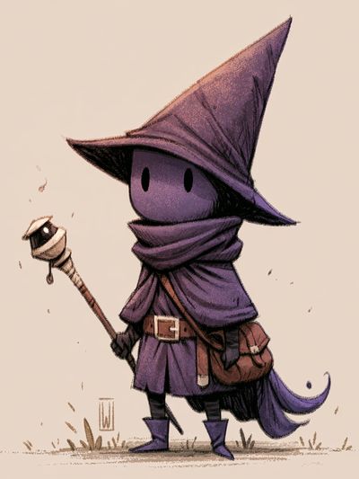 Purple Hooded Mage Illustration Poster.