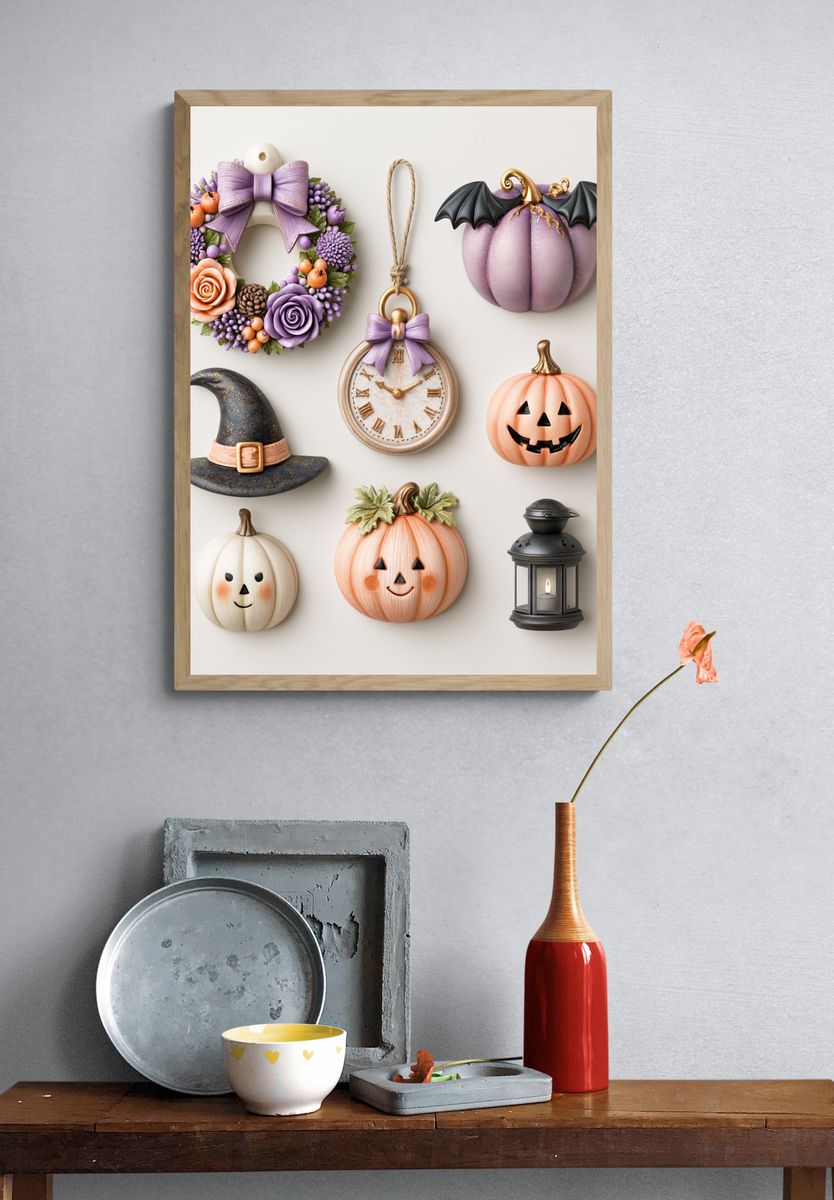 Whimsical Halloween Decor Poster. — room view 3