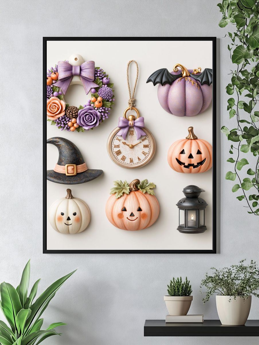 Whimsical Halloween Decor Poster. — room view 4