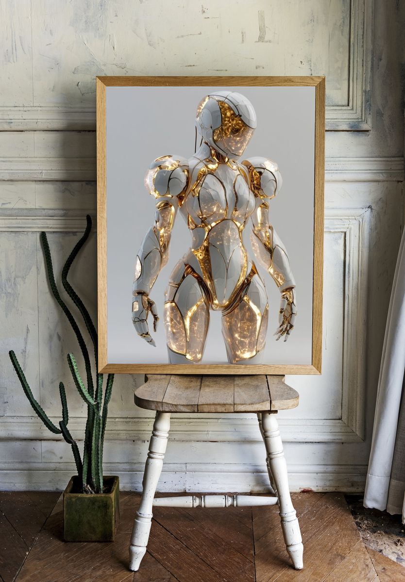 Futuristic Android Figure Illustration Poster. — room view 1