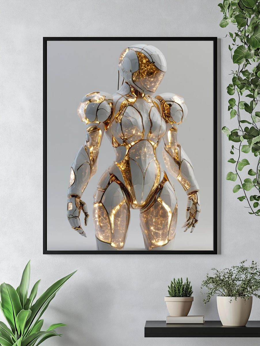 Futuristic Android Figure Illustration Poster. — room view 4